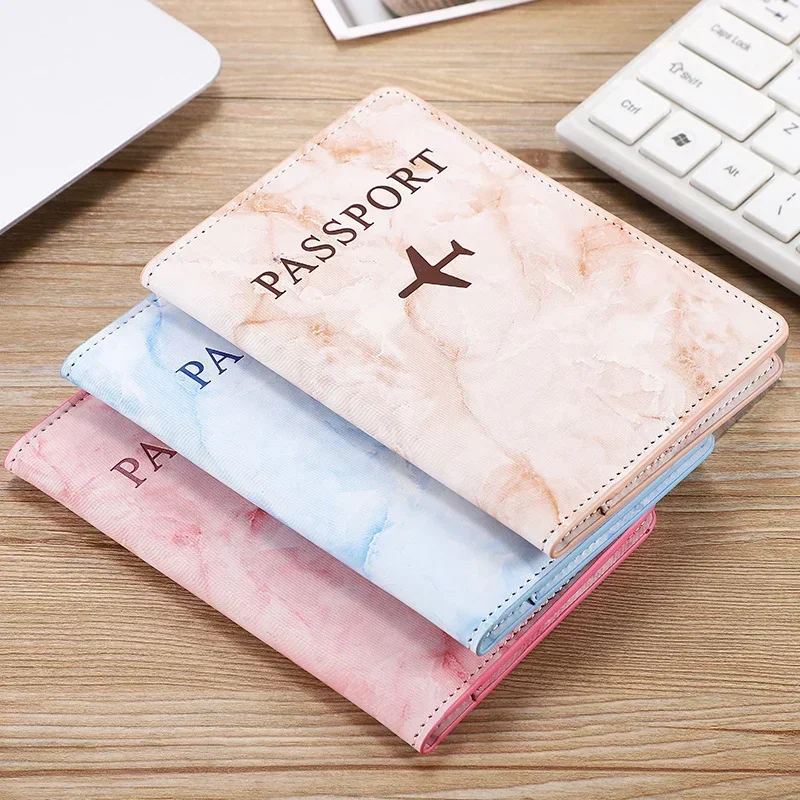 Pu Leather Marble Style Passport Cover Fashion Travel Women Men ID Credit Card Passport Holder Packet Wallet Purse Bags Pouch