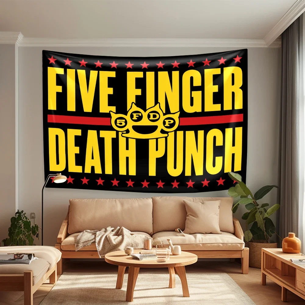 Metal Rock Band F-Five Fingers Tapestry Death Punchs Home Decor Aesthetics Wall Hanging Dormitory Party Backdrop Birthday Gifts