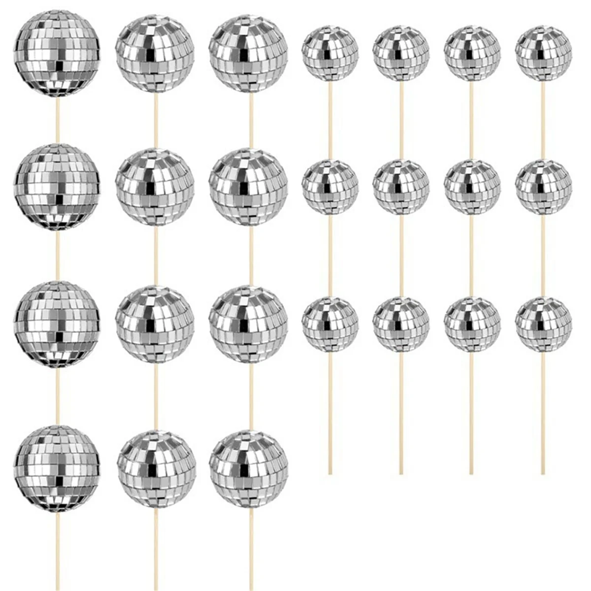 24Pcs Disco Ball Cupcake Toppers Happy Birthday Cake Topper Disco Ball Cake Picks Theme Cake Decor for Disco Theme Party