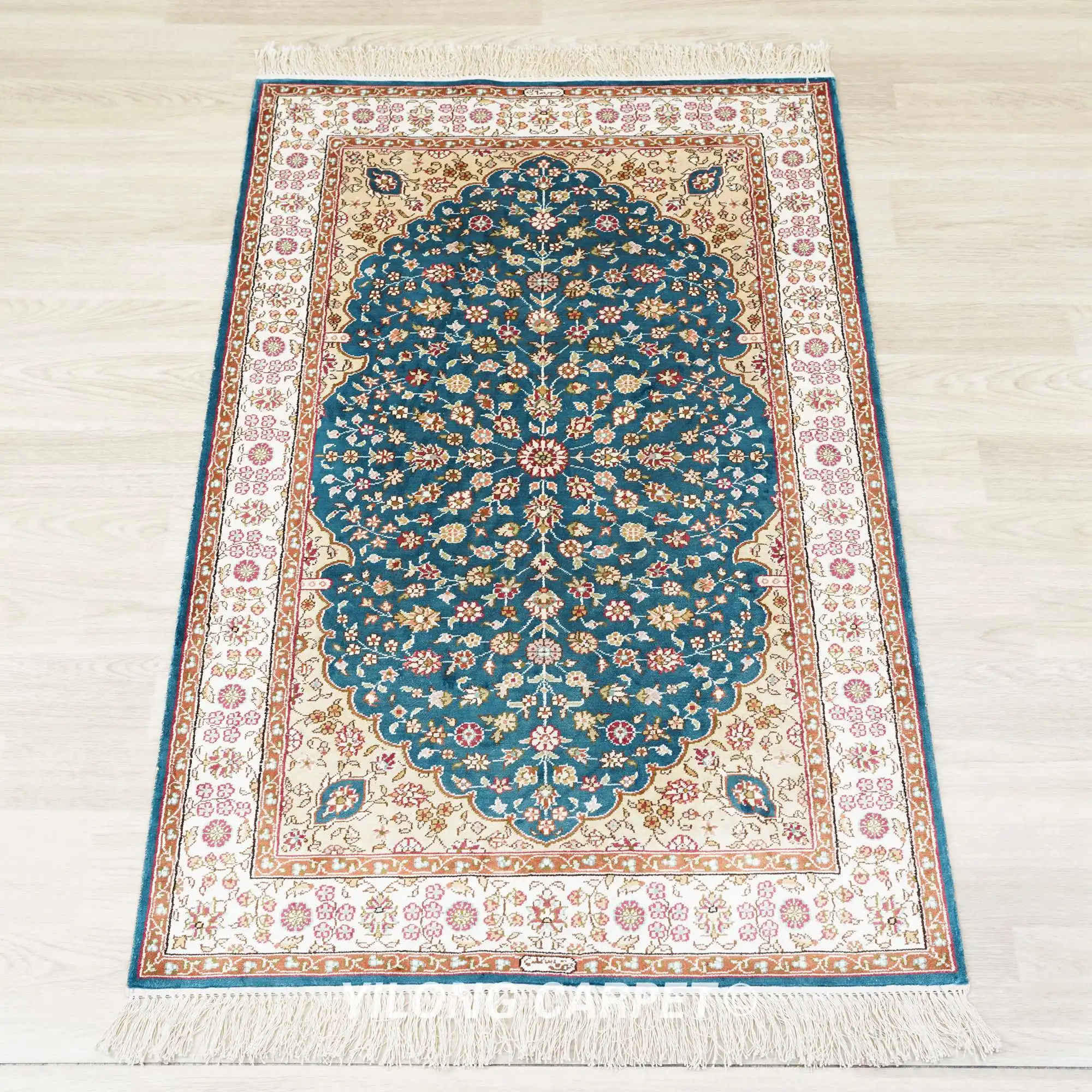 76x122cm Blue Traditional Turkish Hand Woven Silk Rugs (HF190B)