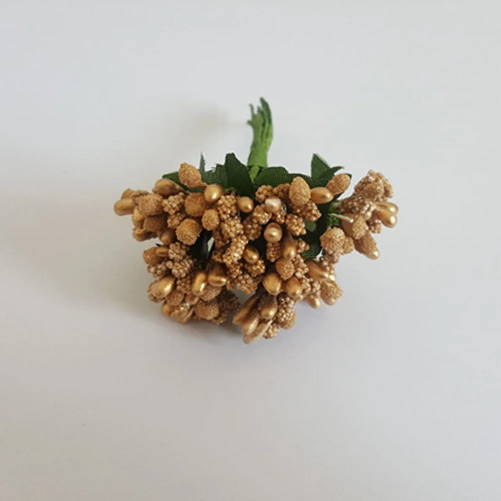 

12Pcs Mini Artificial Pip Berry Picks Gold Bright Natural Color Fake Decorative Fruit for Wedding Party Office Altar Garland