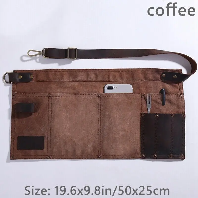 Garden Tool Belt Gardening Apron Multi Pocket Half Short Apron Genuine Leather Waist Belt Woodworker Electrician Tool Bag