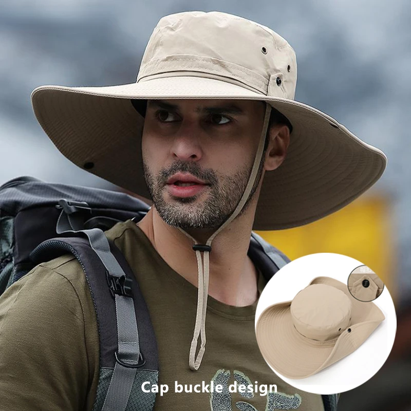 Men Sun Protection Fishing Hat Summer Breathable Mesh Climbing Hiking Caps Anti-UV Sun Hat Men\'s Panama Hat Bucket Hats Unisex