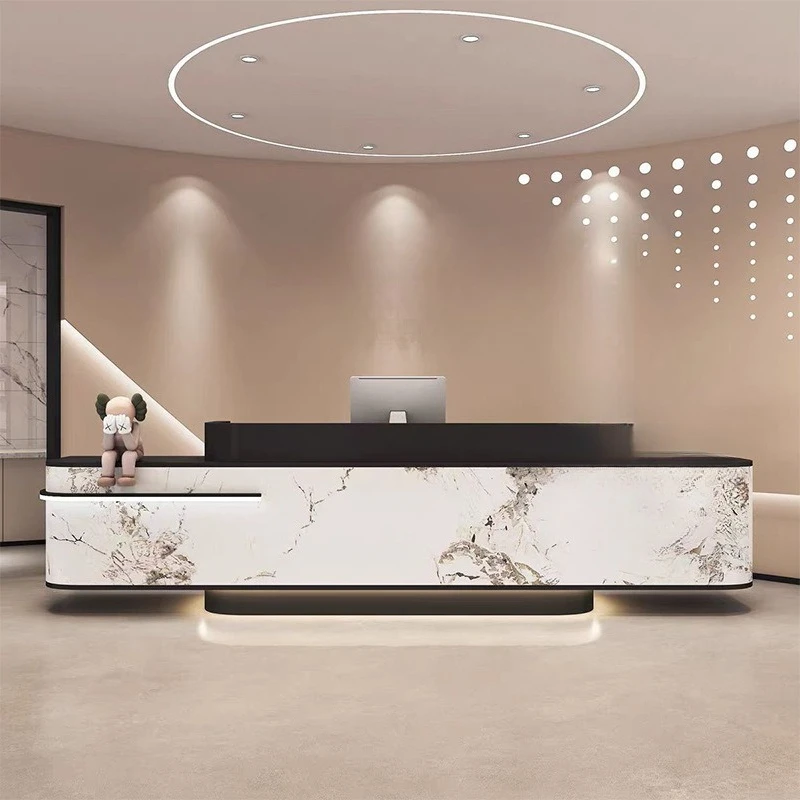 Modern and simple company front desk, hotel clubhouse welcome clothing store