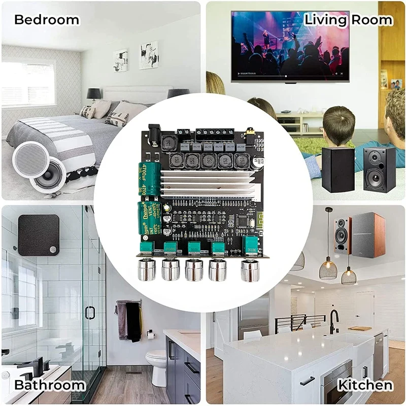 

ZK-TB22 2.1 Channel Bluetooth Audio Power Amplifier Board TPA3116D2 50W+50W+100W Tweeter Subwoofer Adjustment Module