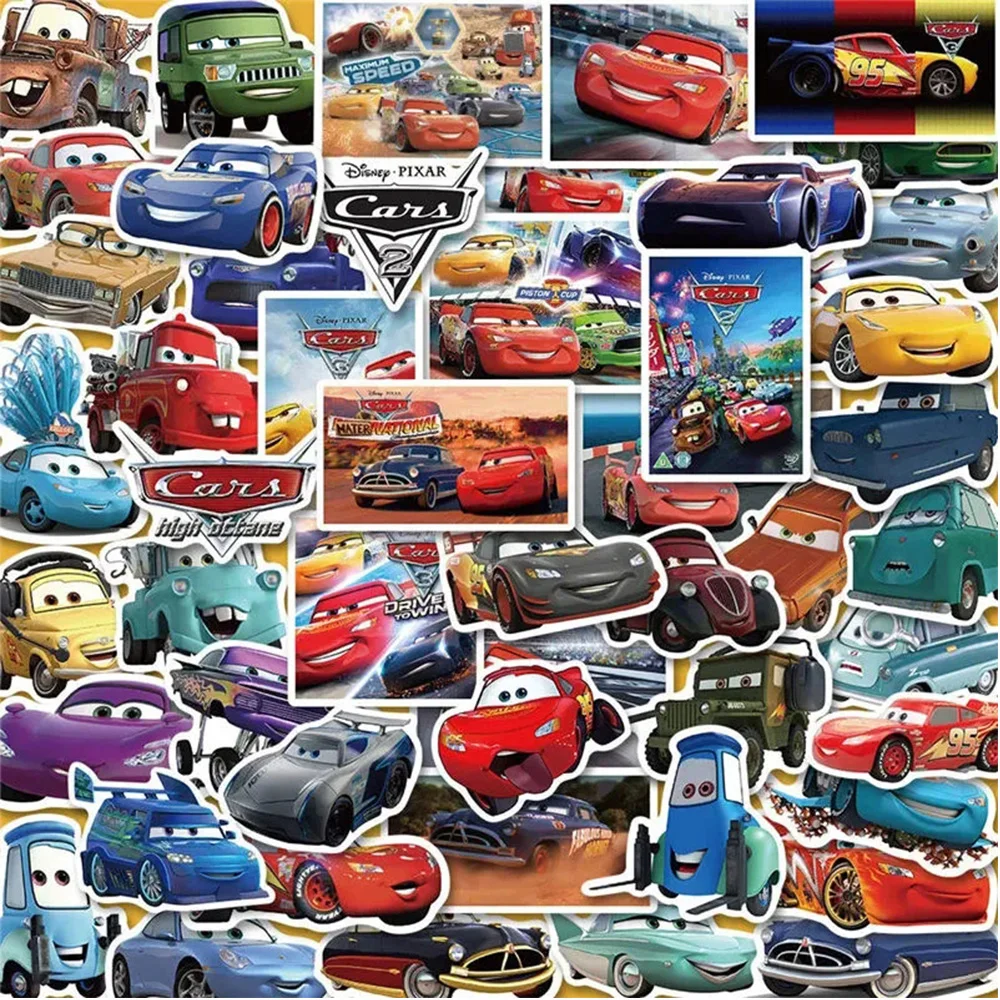 

10/30/50PCS Disney Cars Lightning Mcqueen Stickers Cool Cartoon Graffiti Decals for Water Bottle Fridge Anime Sticker Wholesale