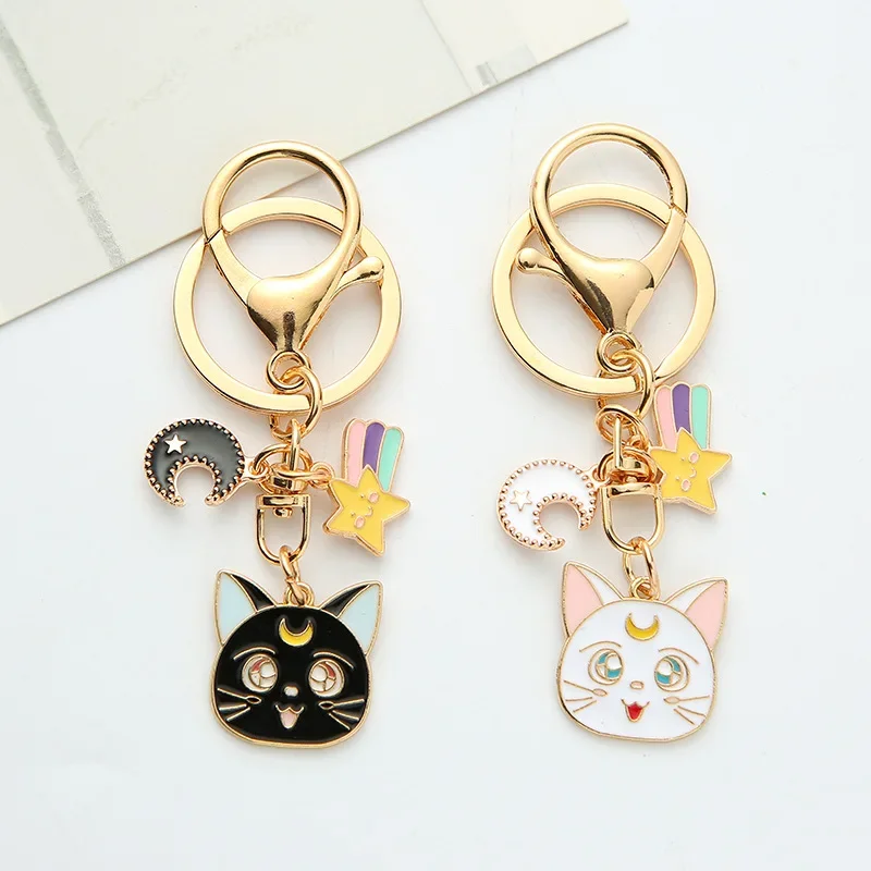 Anime Car Keychain Sailor Moon Cute Schoolbag Pendant Tsukino Usagi Luna Creative Charming Girl Birthday toys Sailor Moon Gift