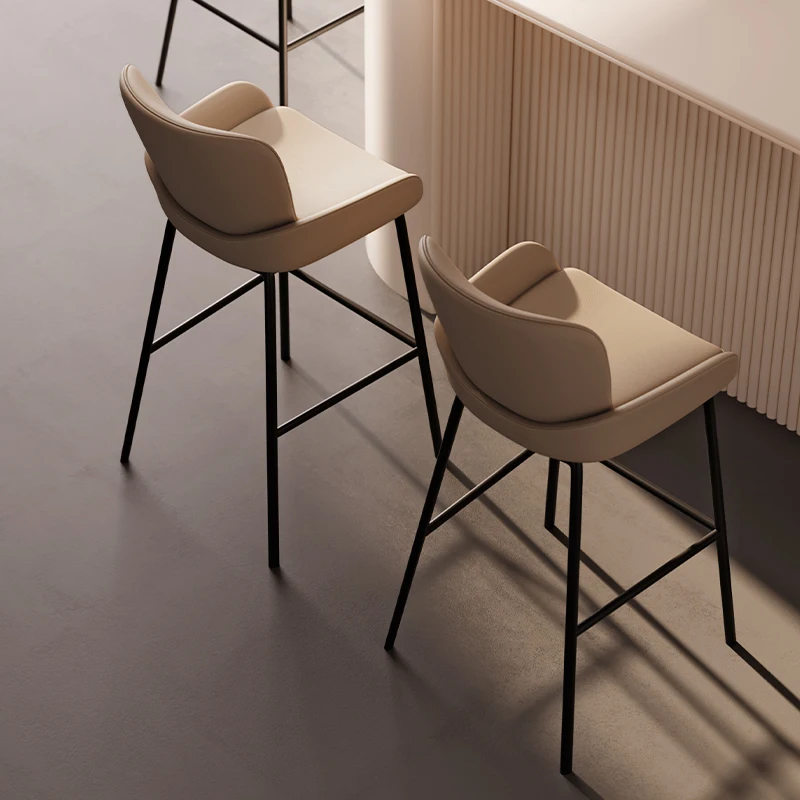

Elegant Home High Stool, Modern Minimalist Bar Chair, Luxury Tall Pub Seat, Italian Contemporary Reception Counter Stool