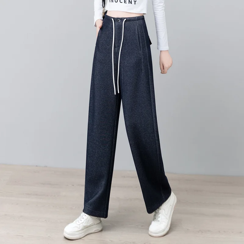 Taille haute taille élastique Scimitar jean femmes printemps et automne nouveau corps en forme de poire grande taille couvrant les hanches minceur étroit large