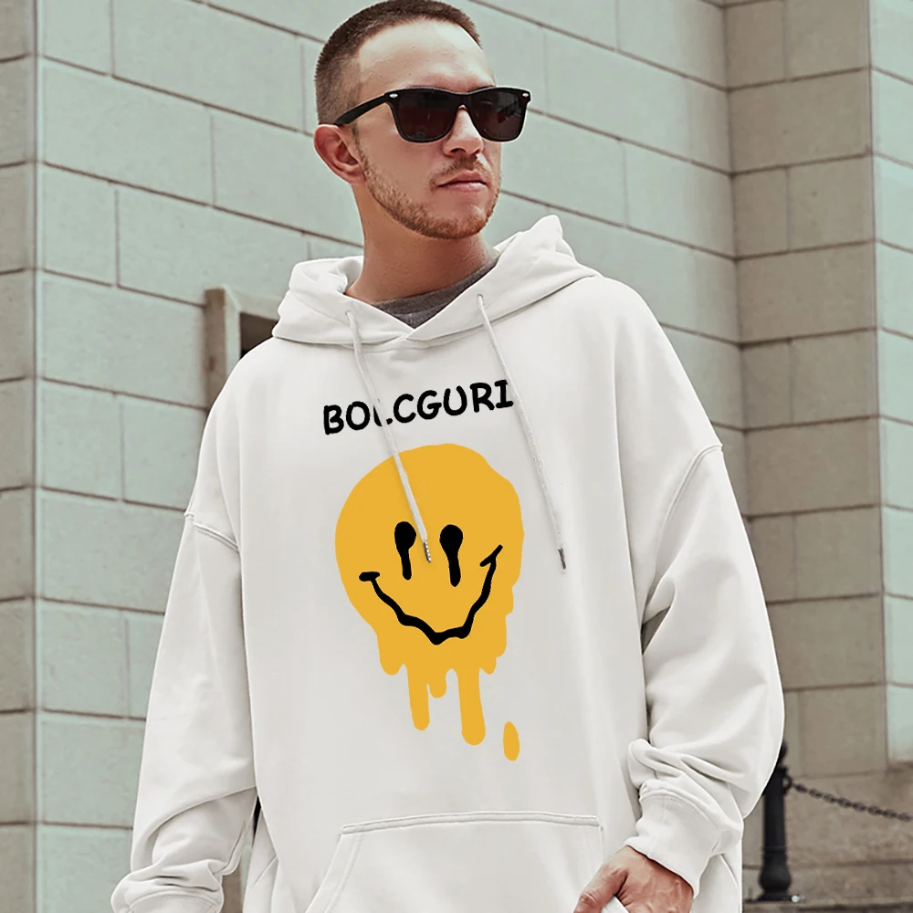 Bolcguri Sad Melted Yellow Face Streetwear For Mens Oversize Fashion Pullover Hip Hop Comfortable Cotton Hoodie Man Clothing