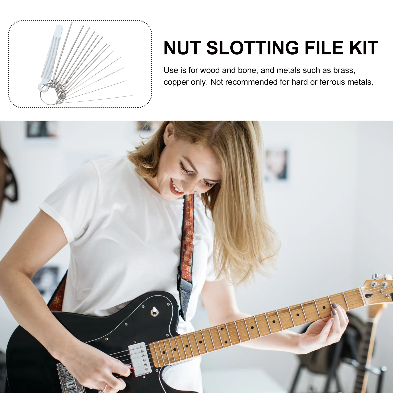 Fret Crowning File Nut Slotting Kit Pearlescent Luthier Repair Tool Guitar Files