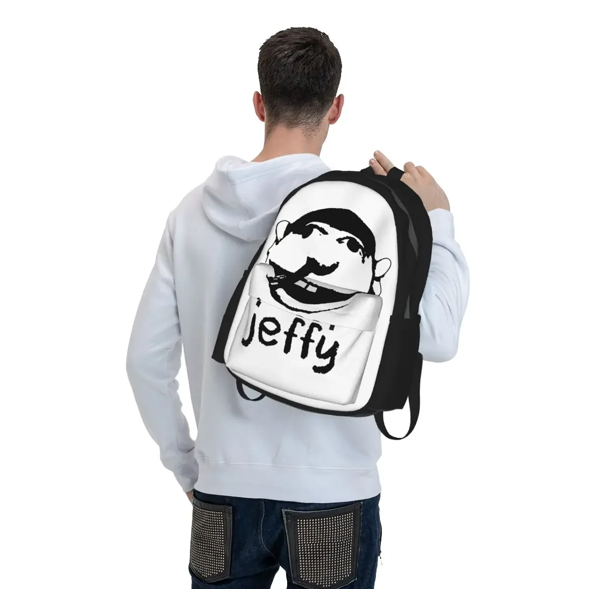 Jeffy Face Sml Rapper Student Backpack School Bag Hiking Travel Daypack for Men Women Bookbag Shoulder Bags