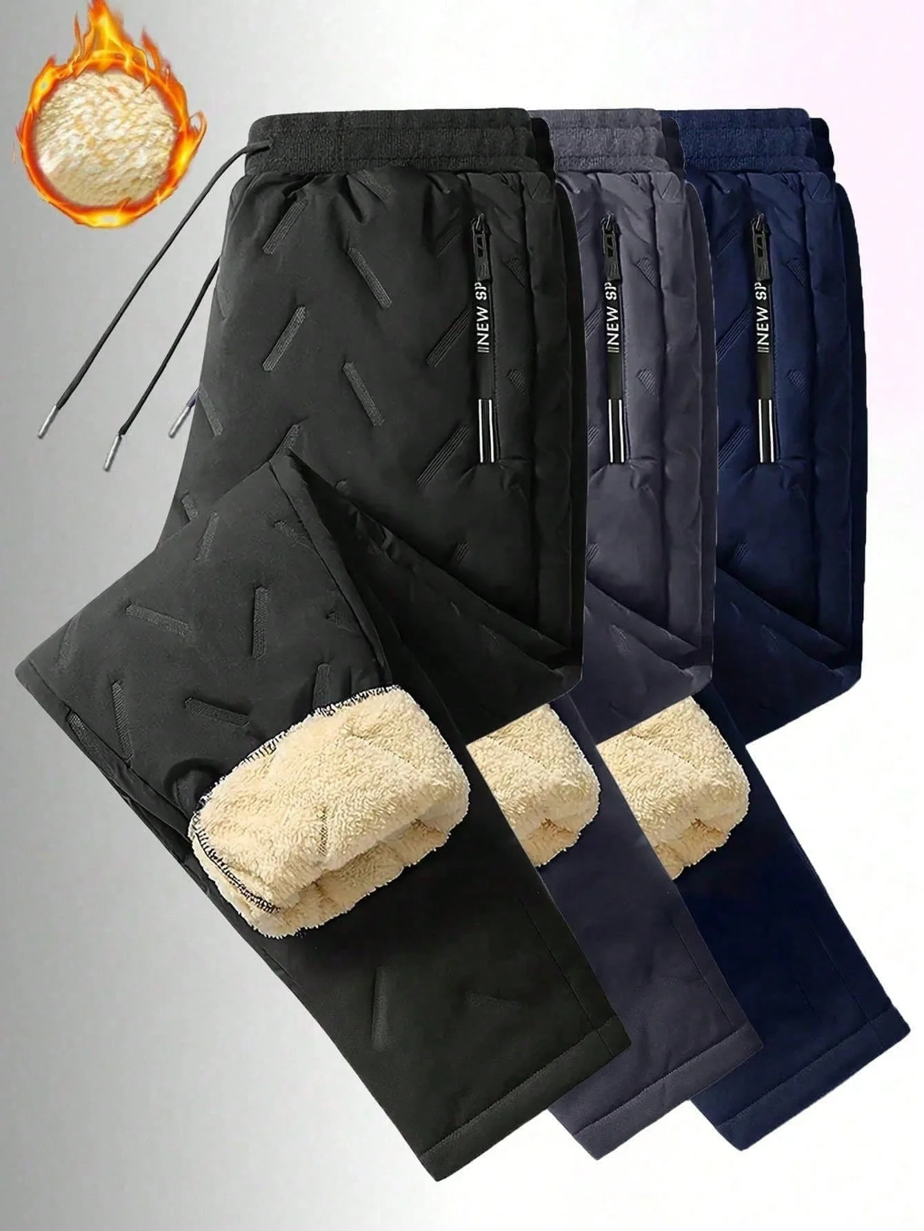 

Мужские зимние брюки на толстой флисовой подкладке с карманами на молнии, повседневные, свободного кроя