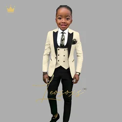 Boys fashion black peak lapel design, (jacket vest and trousers) 3~16 years old children's party birthday wedding suit