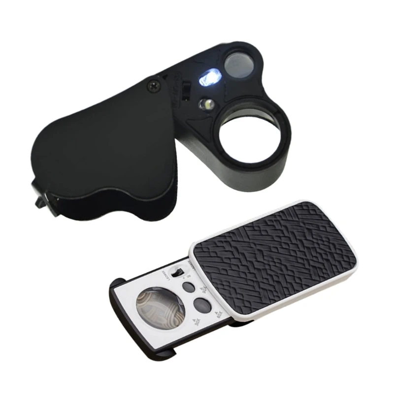 Professional Jewelers Eye Loupe with Bright LED Light Pocket Tool Precisions Crafted Loupe for Detailed Work 40JE