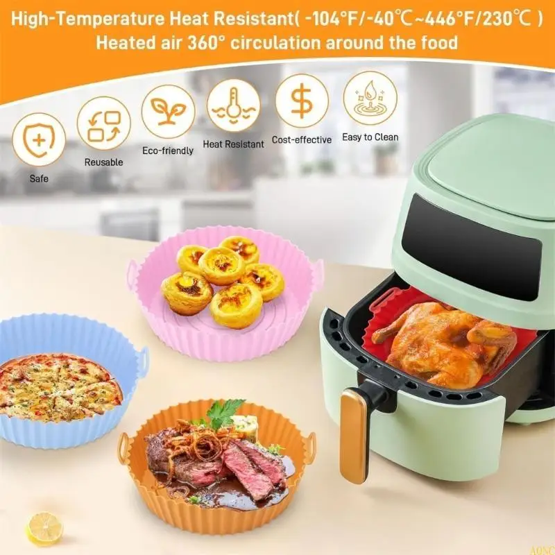 A0NC 4 Gói silicone Air Fryers Basket lót silicone không khí pads phụ kiện không khí thích hợp để nướng và nấu ăn
