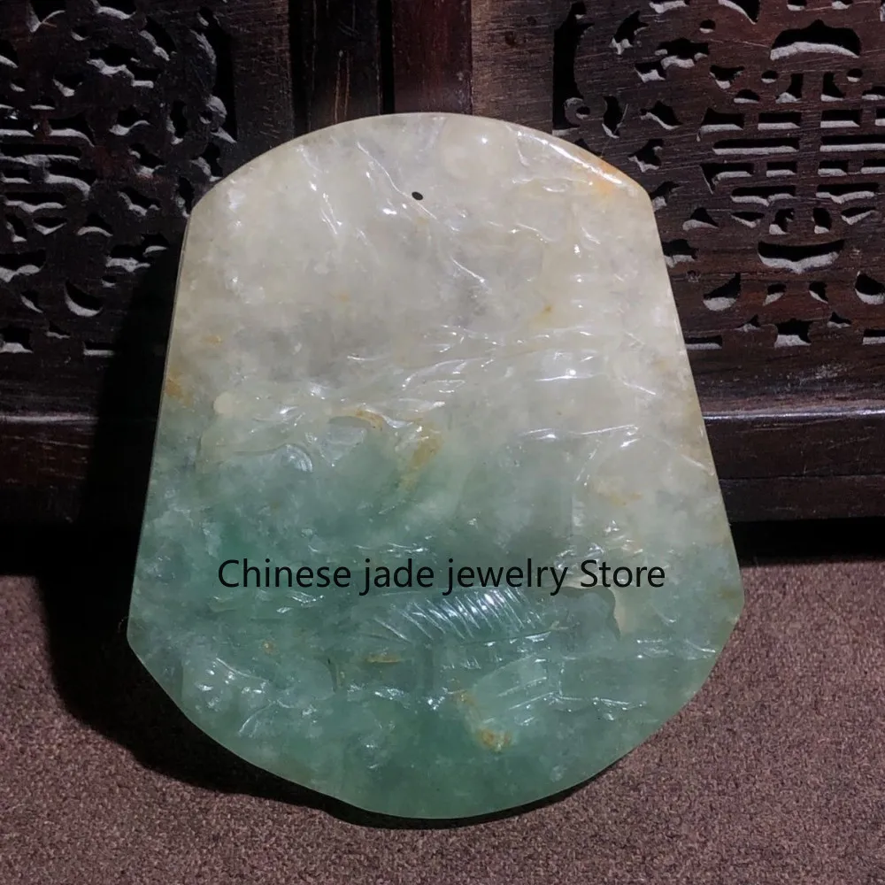 Natural Old Jadeite Pendant Landscape Design Jade for Men Women