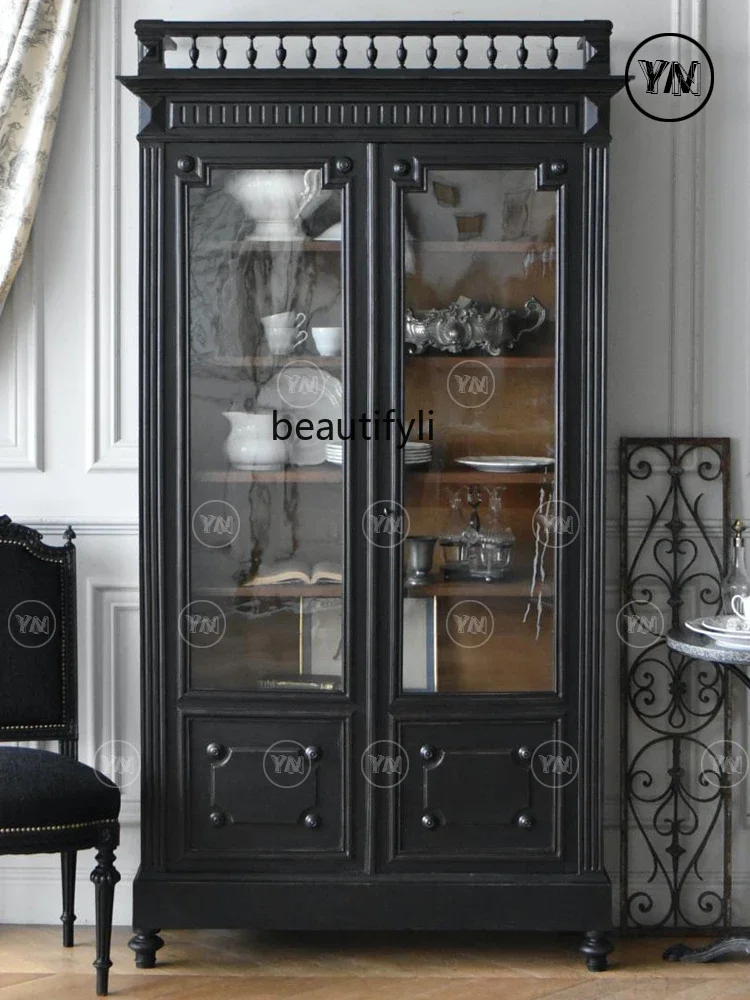

Chinese atmospheric wine cabinet retro engraved locker open drawer storage display cabinet