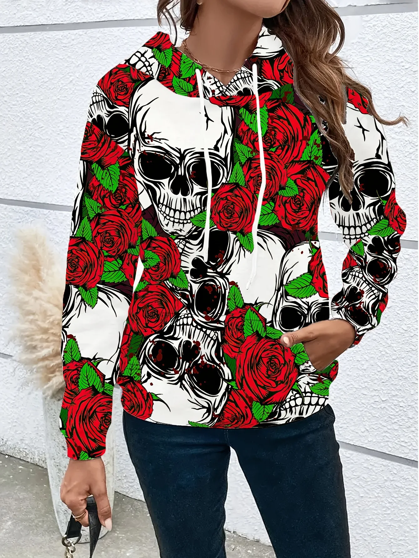 Butterfly Skull Floral 3D Print Hoodies Streetwear Women's Hoodie Oversized Pullovers Y2K Hooded Sweatshirts Top Female Clothing