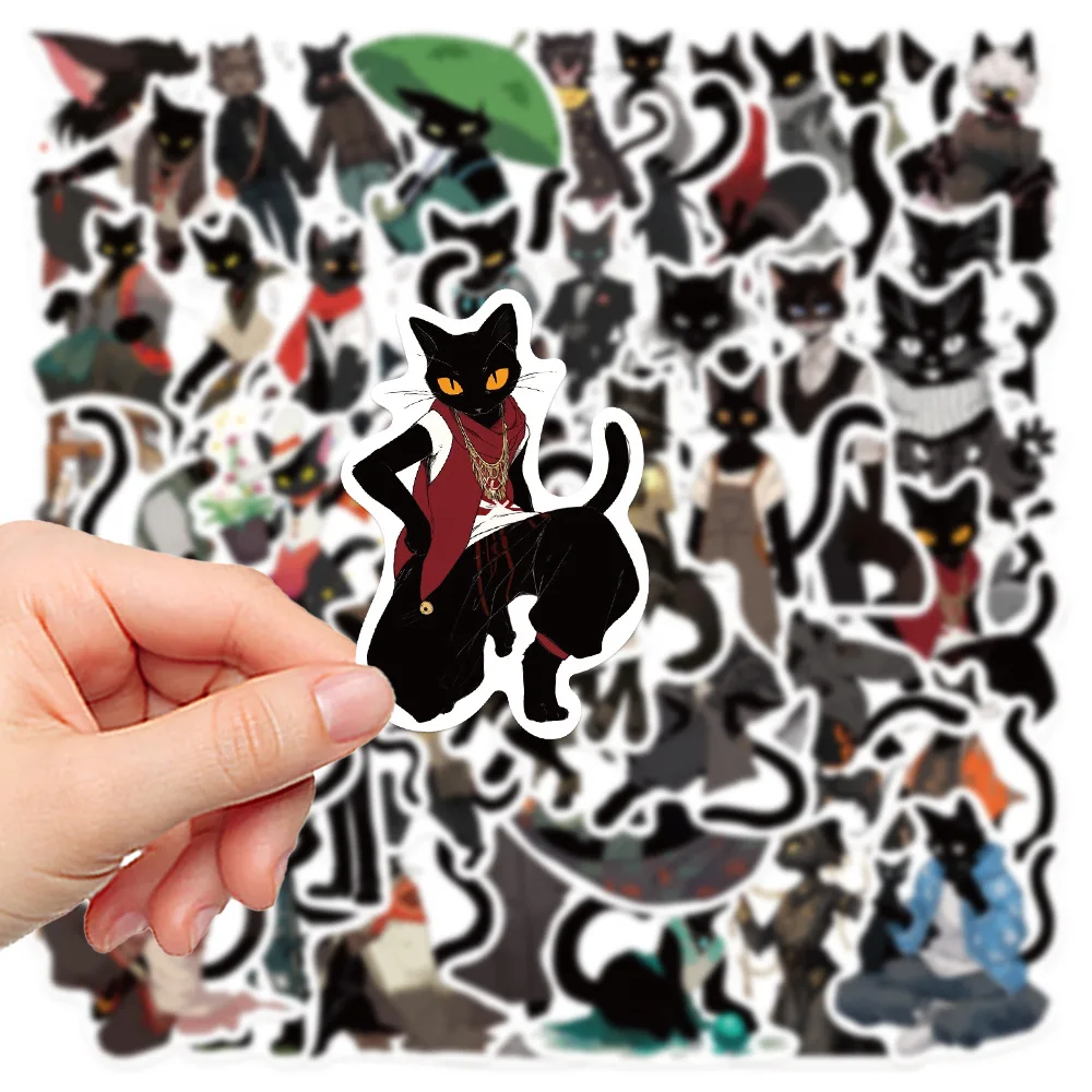 50pcs Black Cat Junior Series Graffiti Stickers Suitable for Laptop Helmets Desktop Decorations DIY Stickers Toys Wholesale