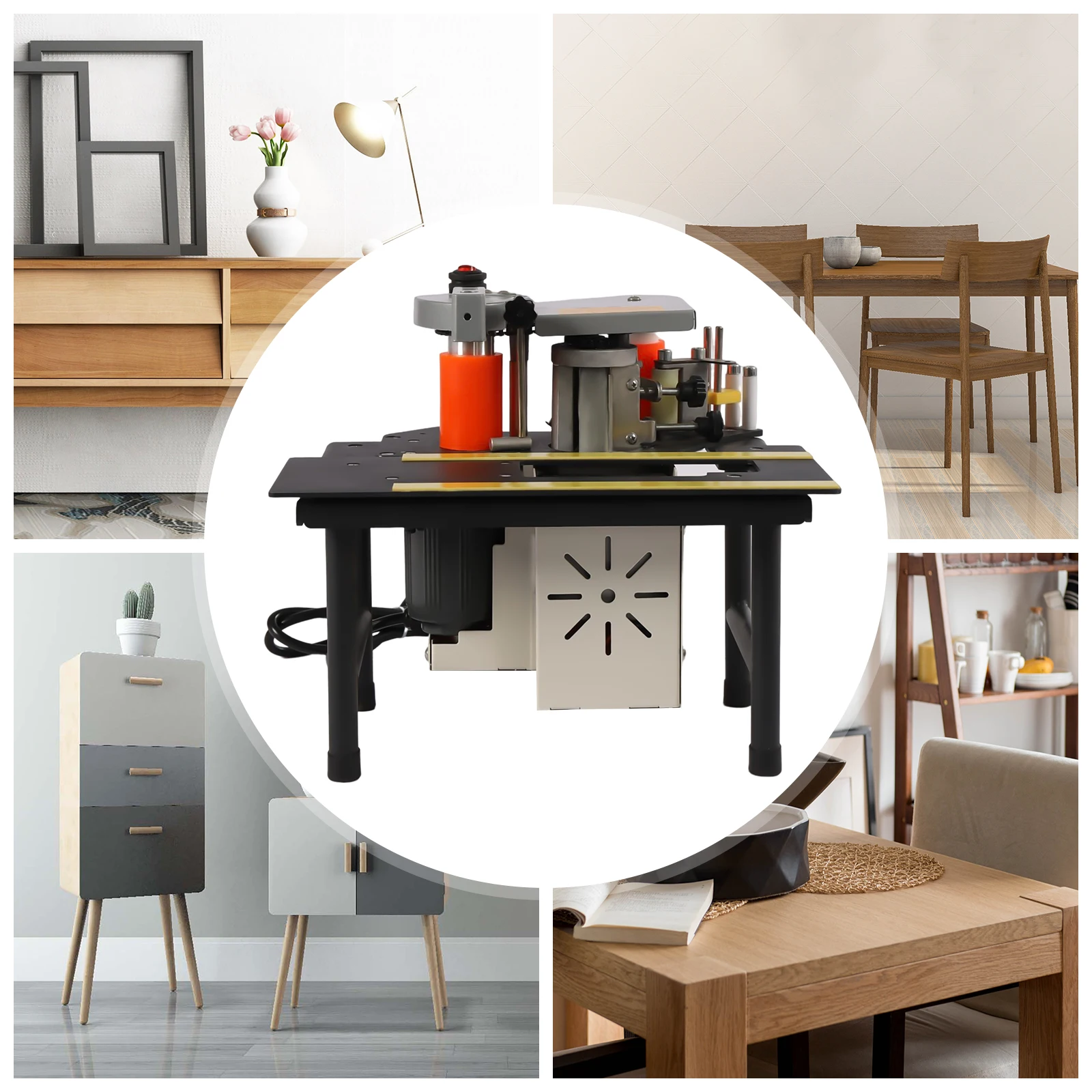 ماكينة ربط حواف النجارة المحمولة بقدرة 900 وات، غراء مزدوج الجانب، ماكينة حافة الفوق