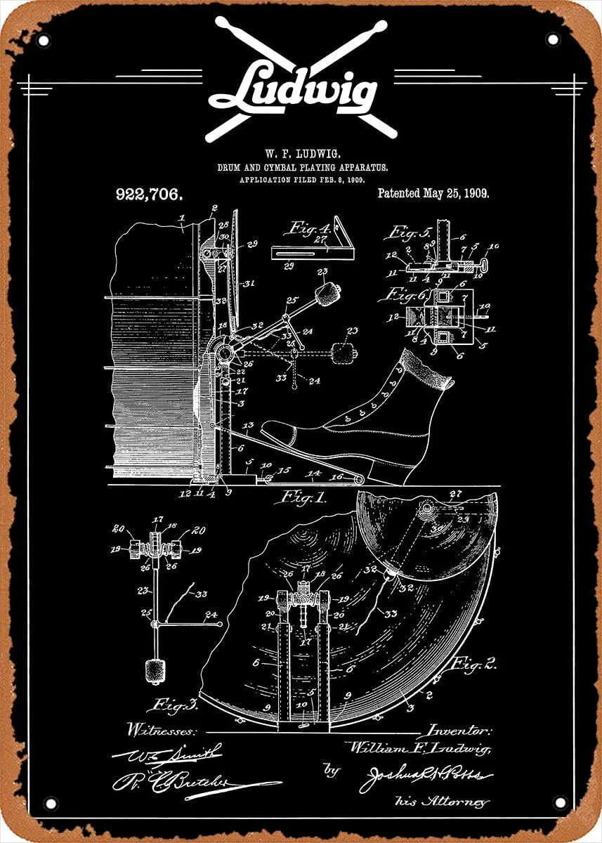 Metal Music Poster - Drums Music Ludwig Drum Blueprint - 8