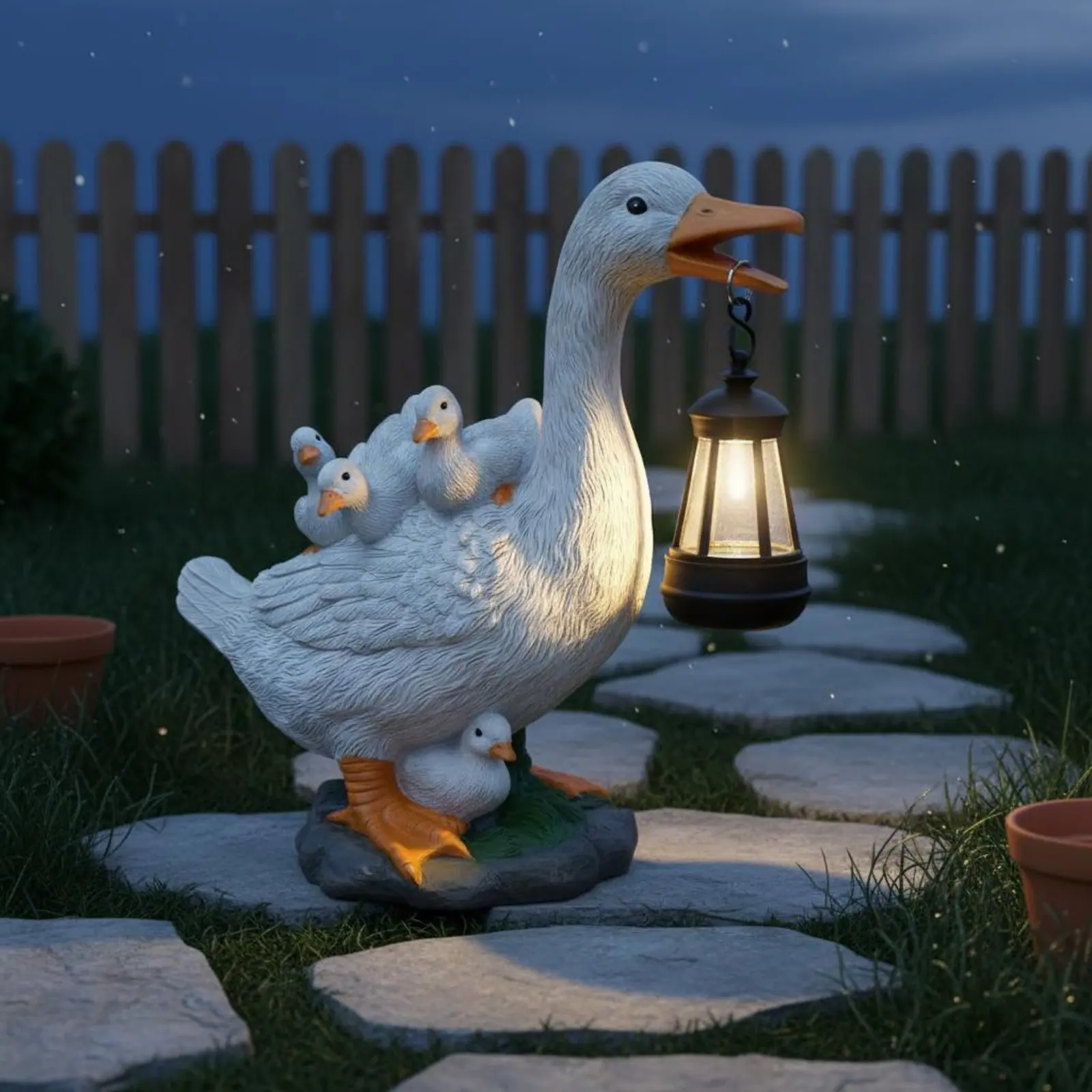 

Solar Duck Statue Weatherproof Resin Duck Garden Light Solar Lantern Statue Warm Radiance Outdoor Decor Fade-Resistant for Yard