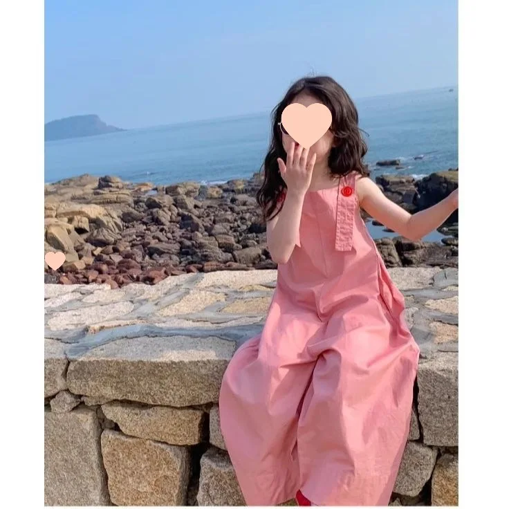 

Girls' Pants Korean Jumpsuit Wide Leg Pants 2026 Summer Clothing New Solid Color Fashion Long Pants