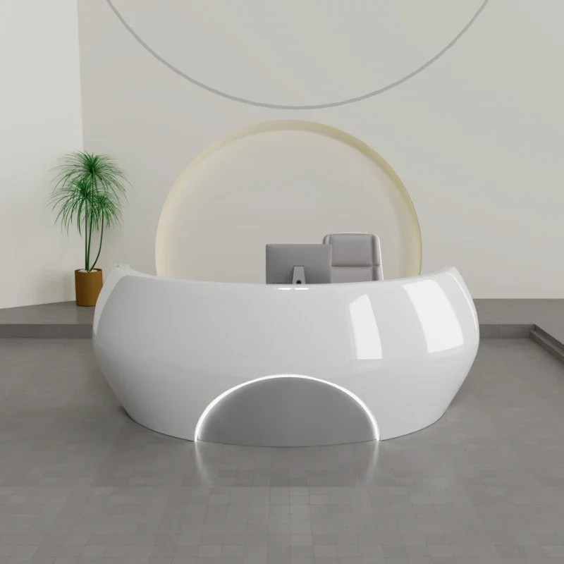 

Premium Glass fiber reinforced plastic paint reception desk creative circular simple fashion arc beauty salon cashier.