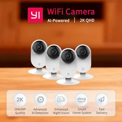 YI 4pc 2K Home Pro Camera 3MP Wi-Fi IP Security Surveillance Smart System with Night Vision Baby Monitor on iOS, Android