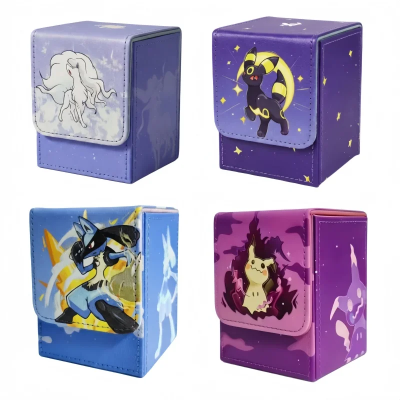 PU Leather Magnetic Deck Box Holds 100+ Single Sleeved Cards Trading Card Storage Box for Pokémon PTCG MTG Yu‑Gi‑Oh TCG Cards