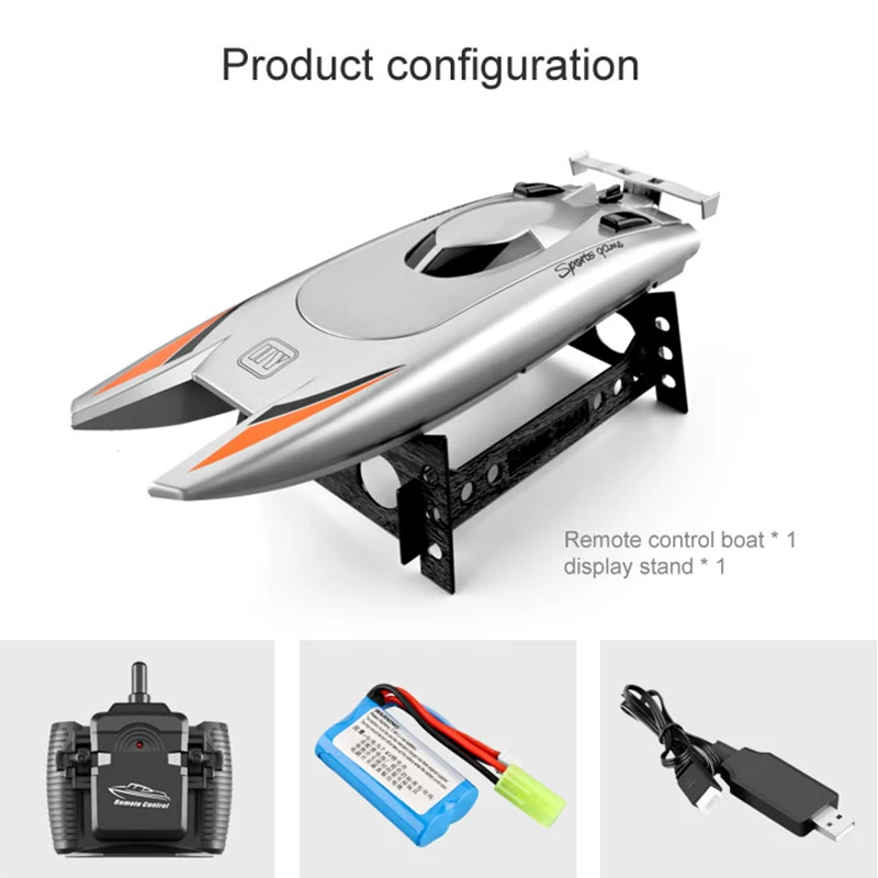 리모컨 고속 레이싱 보트, 2.4G RC 보트, 2 채널 듀얼 모터, 어린이 성인 레이싱 보트, 실버 블랙, 25 km/h