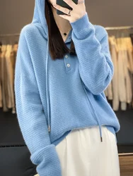 Large size Women's Hoodies Sweater 100% Australia Wool Pullovers Knitwear Long Sleeve Tops Jumper Casual comfort Fashion Trends