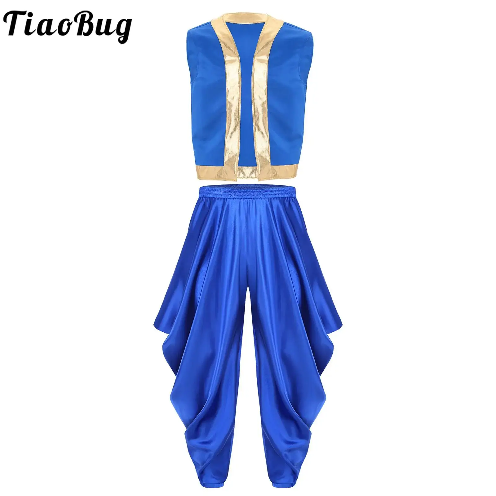 

Men Arabic Indian Cardigan with Harem Pants Suit for Halloween Festival Arab Indian Prince Cosplay Dance Performance Costume