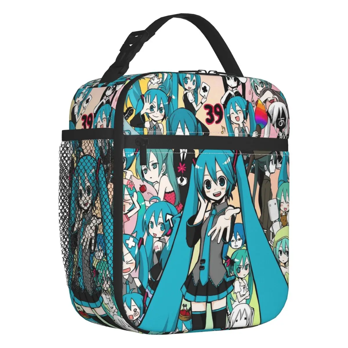 カスタム初音ミク-vocaloid-アニメ断熱ランチトートバッグ女性男性用再利用可能なクーラーサーマル弁当ボックス仕事学校旅行