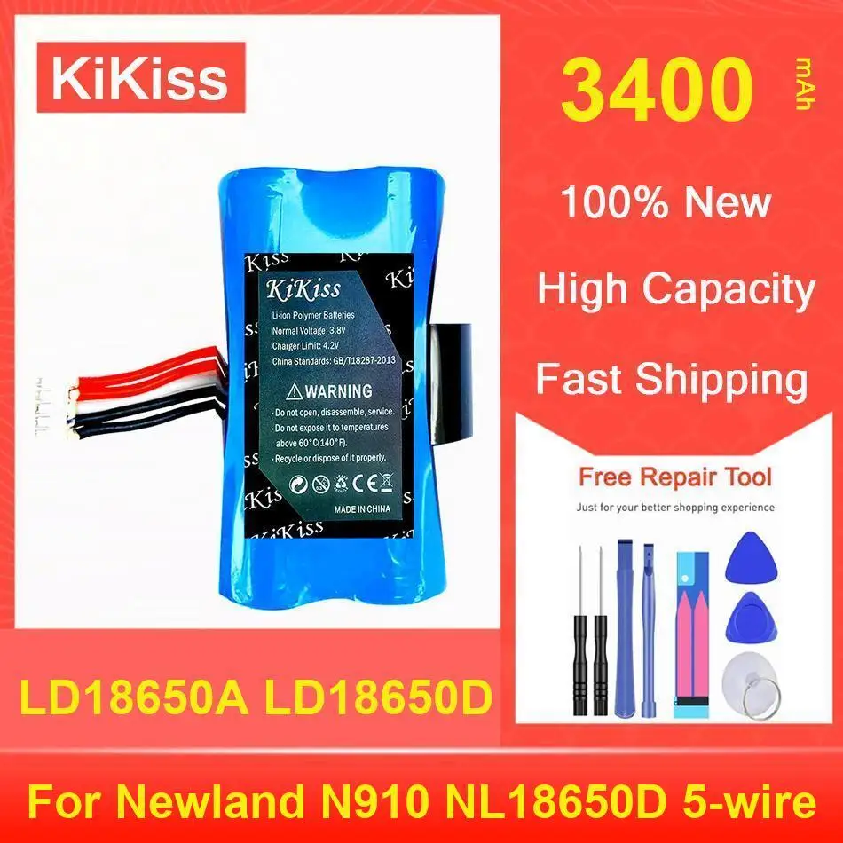 

Аккумулятор Kikiss 3400 мАч LD18650A LD18650D для Newland N910 NL18650D 5-проводной
