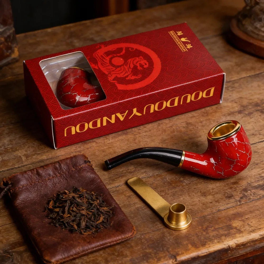 

Retro Vintage Tobacco Pipe Durable Resin Body Premium Copper Bowl Compact Portable Mini Handheld Curved Smoking Tool for Home Tr