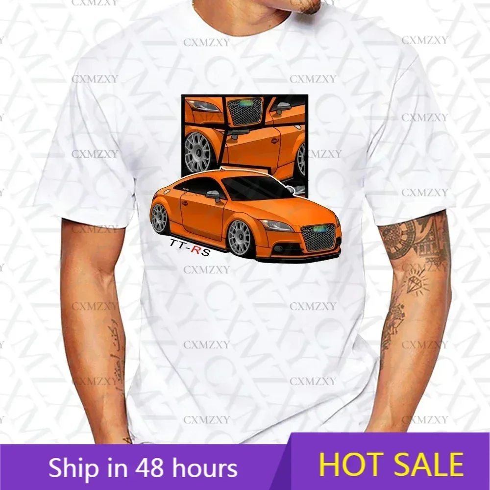 

2024 Hip Hop Style Summer Men Short Sleeve TT- RS Classic T-Shirt Hipster Cool Boy Casual White Tees Legend Car Lovers Tops