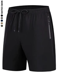 Men's Summer Drawstring Quick Dry Shorts For Running,Breathable With Zipper Pockets,Fitness, Training7022