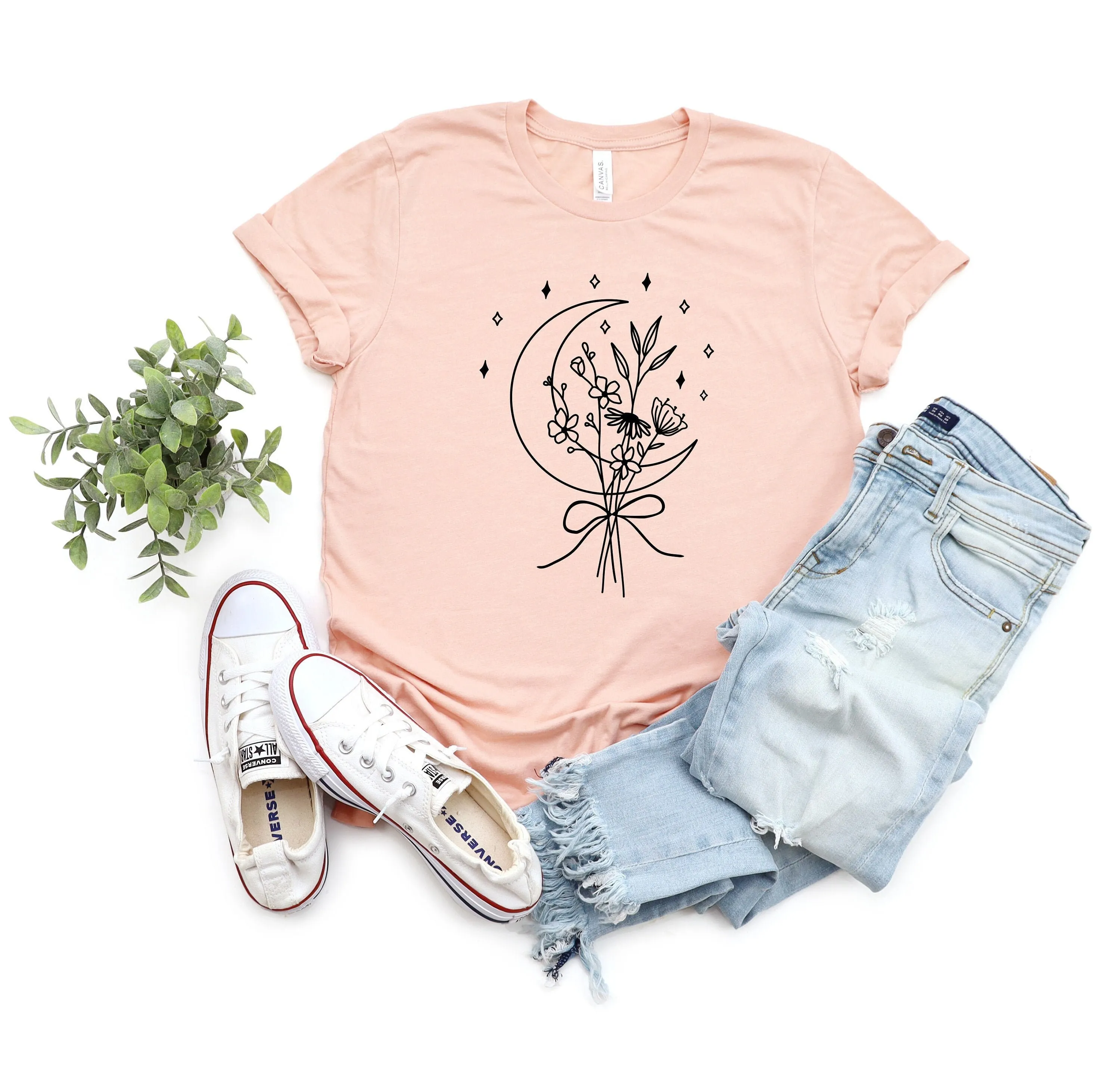 Wild Flowers T Shirt Moon Wildflower Floral Wildflowers Flower Plant for Her