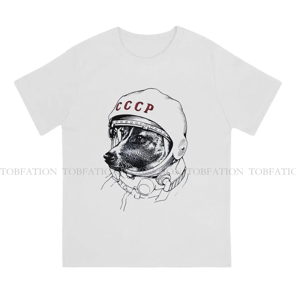 Laika Space Traveler O Neck TShirt Russian USSR CCCP Pure Cotton Original T Shirt Man's Tops New Design Fluffy Big Sale