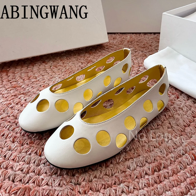 2026 Spring Summer New Leather Hollow Out Flats Loafers for Women Slip On Casual Ladies Office Shoes Lazy Shoes Women Mujer