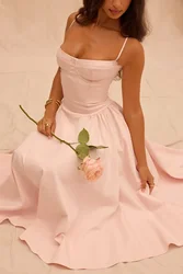Fashion Spaghetti Strap Birthday Dresses 2024 Summer Long Dress Elegant Luxury Evening Gowns Outfit Casual Holiday Prom Gown