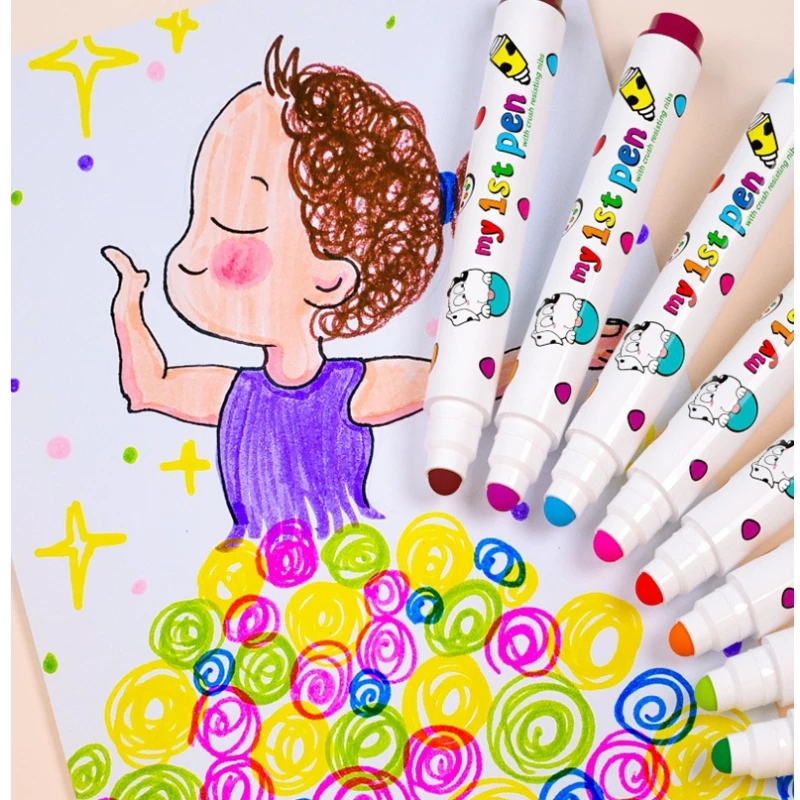 12/24 Color Children's Watercolor Pen Set Can Be Washed and Skin-friendly for Baby Drawing Art Enlightenment
