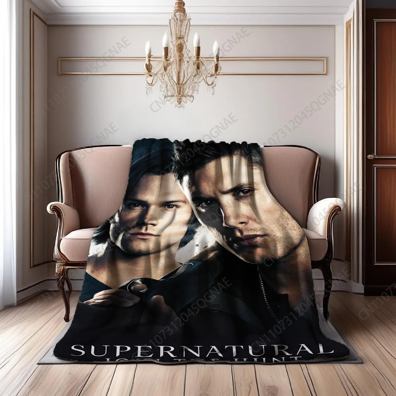 Custom Supernatural TV Show Themed Blanket With Dean & Sam Winchester Icons - Soft Flannel All-Season Comforter, Iconic Logo Pri