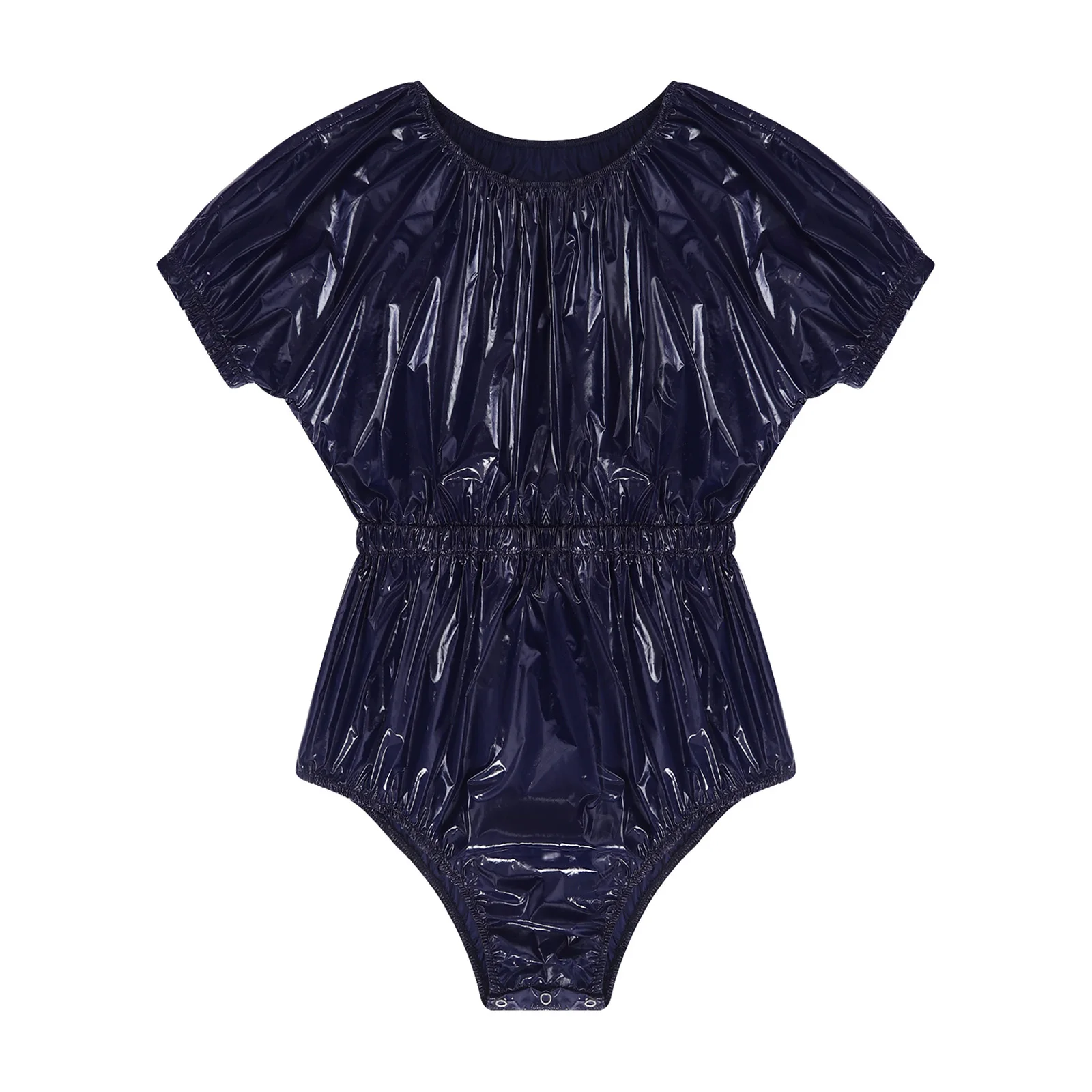 Mens Waterproof Diaper Cover Swim Leotard Short Sleeve Elastic Waist Leakproof Bodysuit for Adult Incontinence Daily Swimming