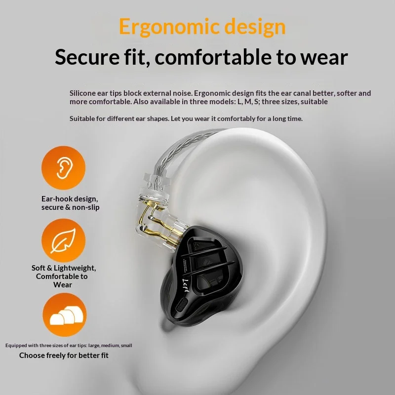 KZ ZAR Hybrid Driver In-ear Monitor 1DD + 7BA HiFi Headphones 2Pin Wired Headphones Music DJ Headphones Sports Gaming Earbud view 3