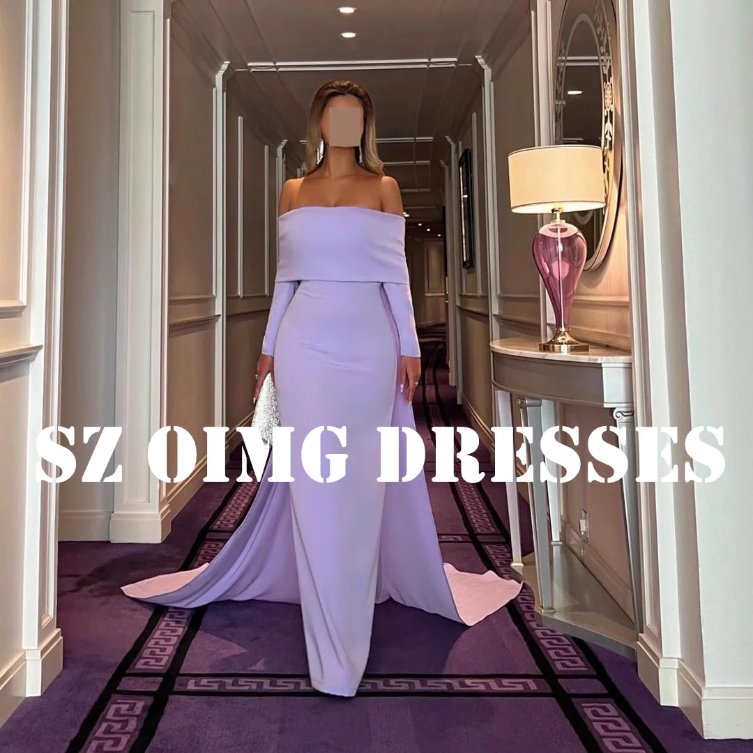 OIMG New Design Purple Elegant Prom Dresses Arabic Women Off the Shoulder Customized Mermaid Evening Gowns Formal Party Dress