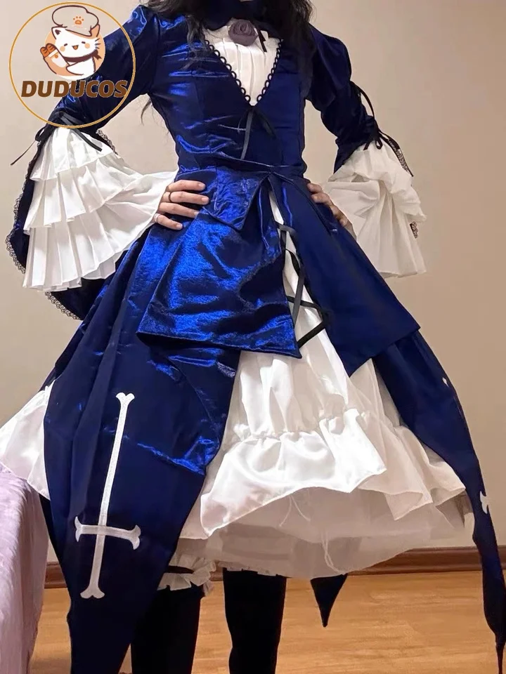 DUDU-SR Rozen Maiden Suigintou Cosplay Costume Dress Role Play Wigs Outfit Halloween Carnival Party Uniform
