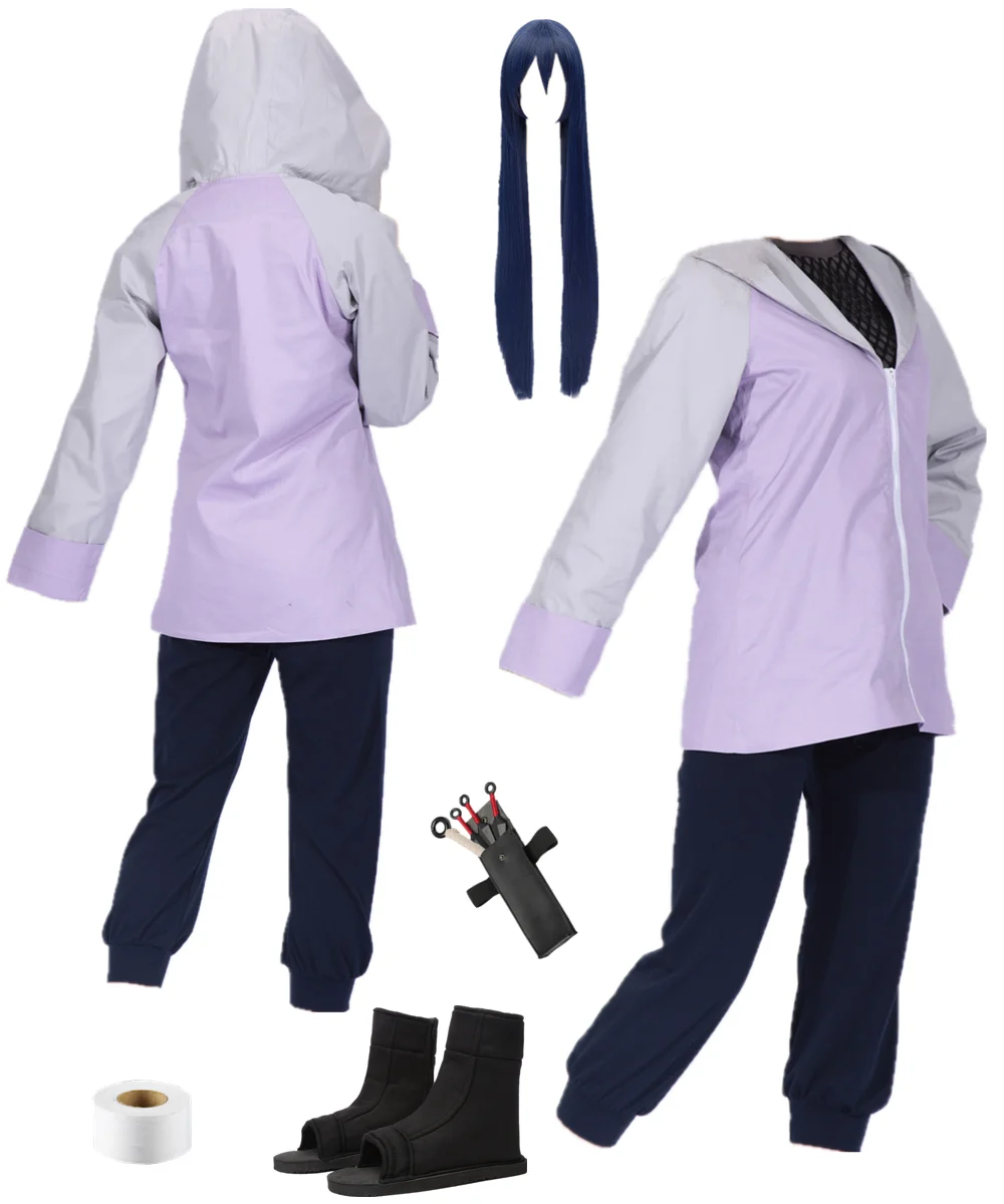 

Us Size Women's Hyuga Hinata Cosplay Hoodie Jacket Pants Outfit Party Halloween Costume